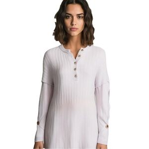 Free People Around The Clock Soft Lavender Pullover Cozy Henley Style SZ Medium